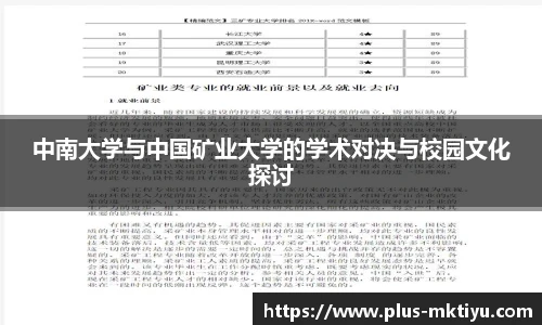 中南大学与中国矿业大学的学术对决与校园文化探讨